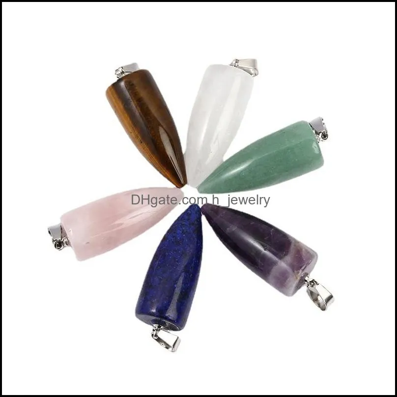 cone bullet shape natural stone charms pendants for diy necklace jewelry chakra reiki healing energy pendant wholesale