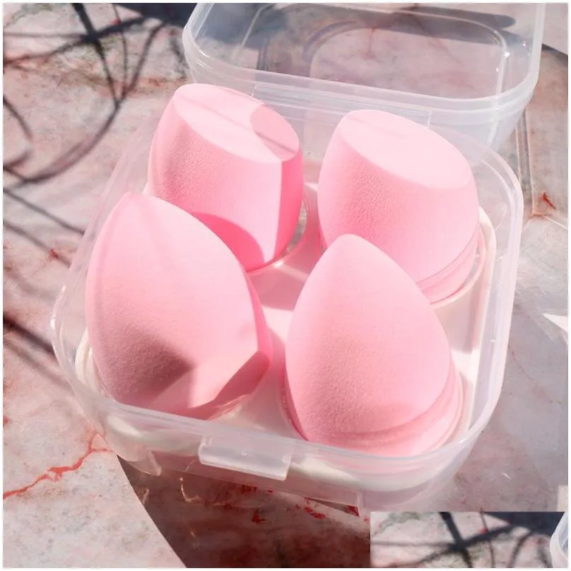 blender cosmetic puff makeup sponge with storage box foundation powder beauty tool women make up 4pcs/set