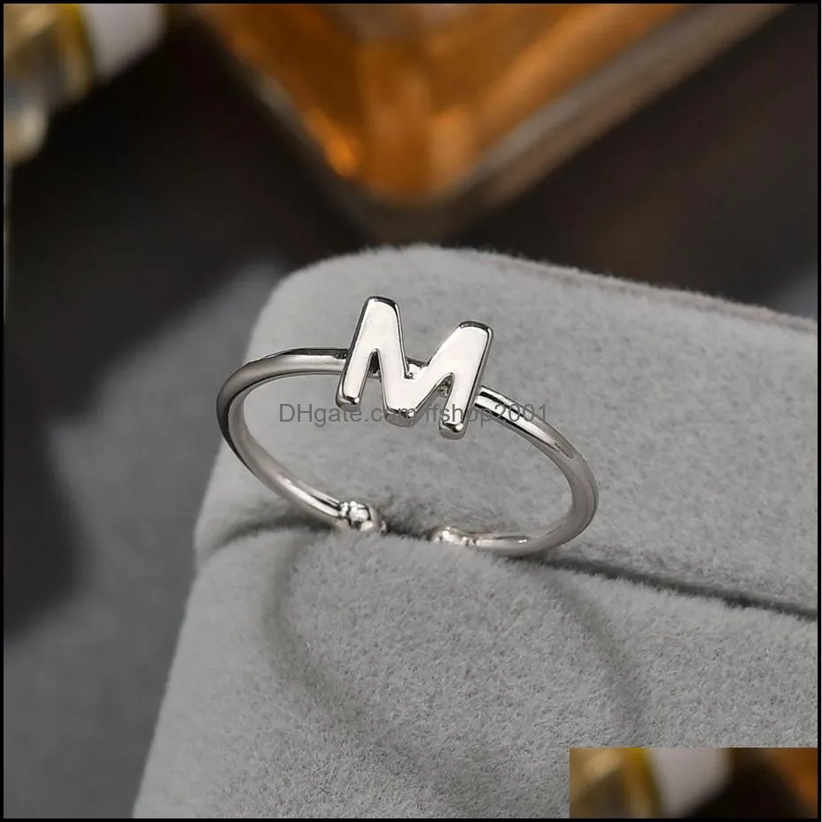 tiny heart initial letter rings 26 az couple knuckle ring for women men fashion adjustable jewelry friendship gifts