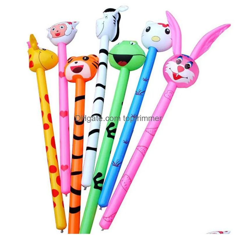 120cm cartoon inflatable balloon animal long inflatable hammer no wounding kids giraffe stick toy baby children toys random style