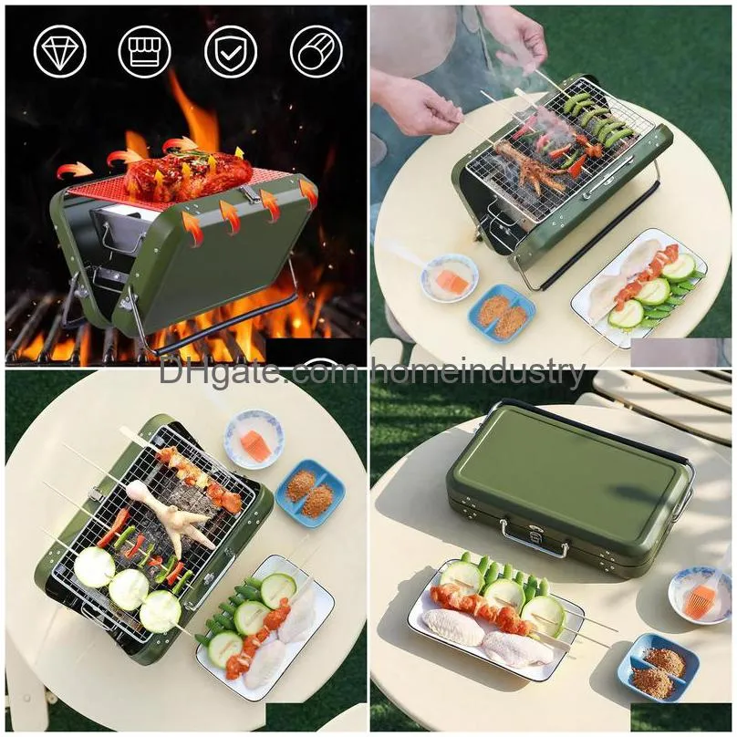 bbq tools accessories charcoal barbecue grill outdoor household folding portable barbecue grill carbon barbecue stove bbq full set for outdoor camp
