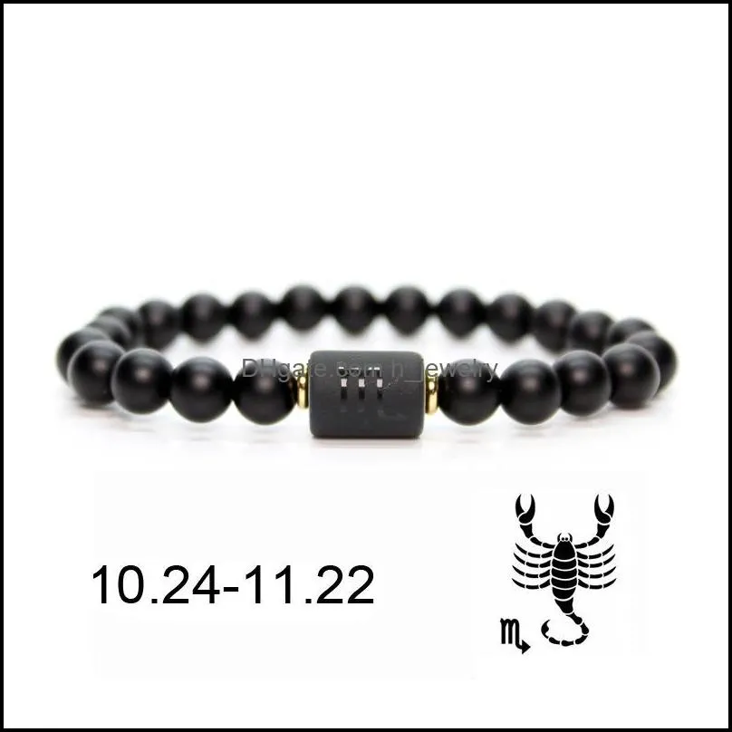 12 constellation bracelets men black stone bead strands bracelet star sign zodiac horoscope lover couple bracelet friendship jewelry