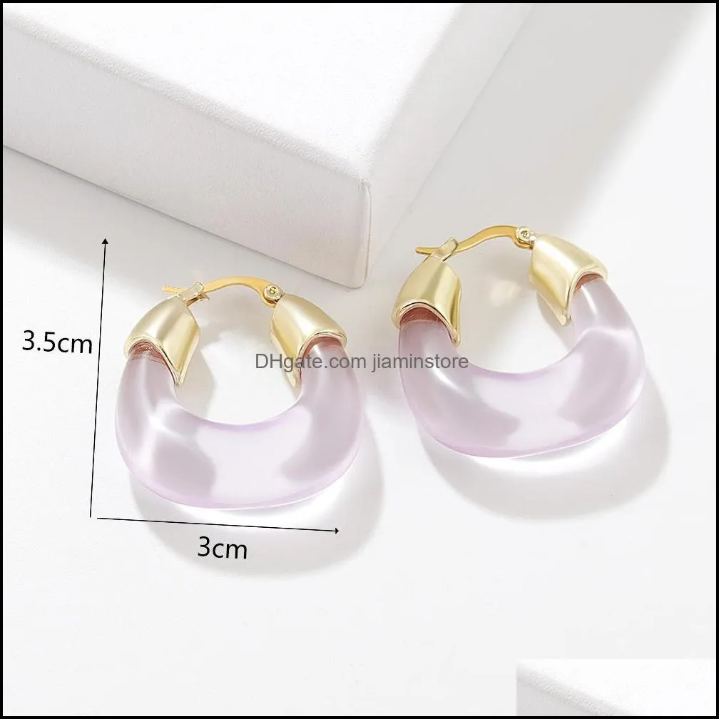 resin acrylic gold charms clip earrings for woman fashion korean exaggeration big earrings jewelry gift