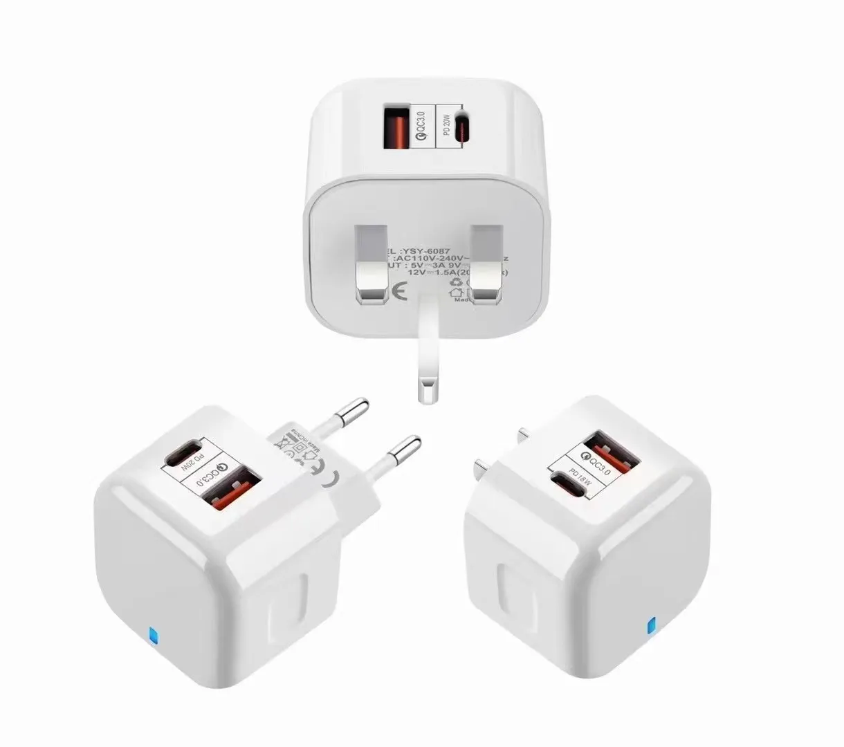 With Box Package 20W phone Chargers Quick Charge Type C PD Fast Charging For iPhone EU US UK AU Plug USB  With QC3.0
