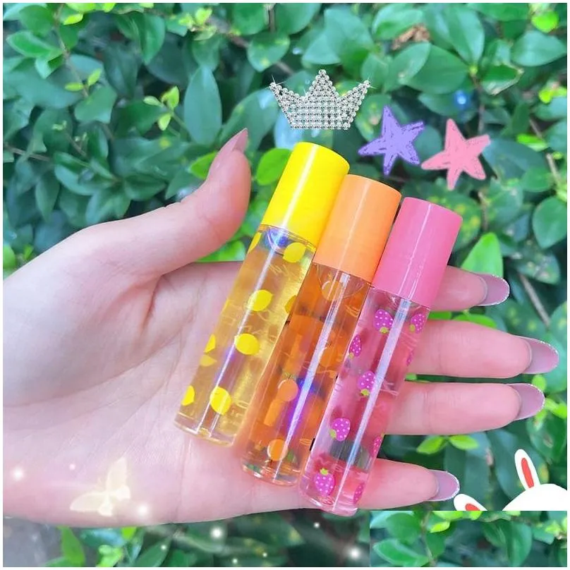 transparent fruit nutritious lip gloss lipgloss natural color change jelly liquid lipstick moisturizing lip gloss cute lip oil