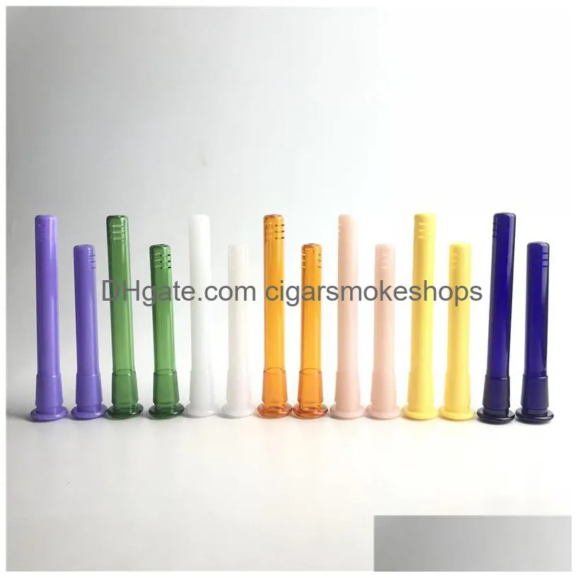 new plastic downstem with 18mm male to 14mm female colorful thick pyrex glass down stem diffuser for glass hookahs bong water smoking
