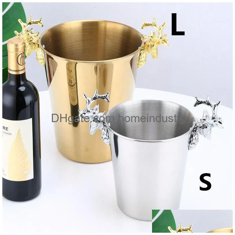 tabletop wine racks 304 stainless steel wine chiller bottle cooler beer chiller ice barrel silver gold gold champagne barrel deer head ice bucket