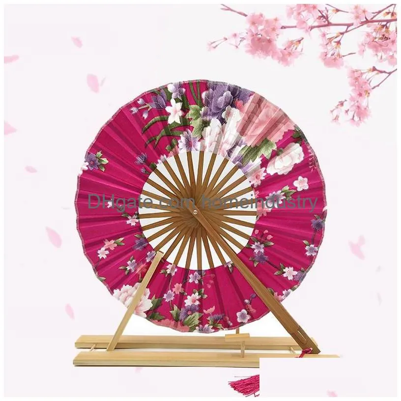 japanese sakura flower pattern round windmill bamboo hand pocket fan personalized wedding guests gifts fast dhs