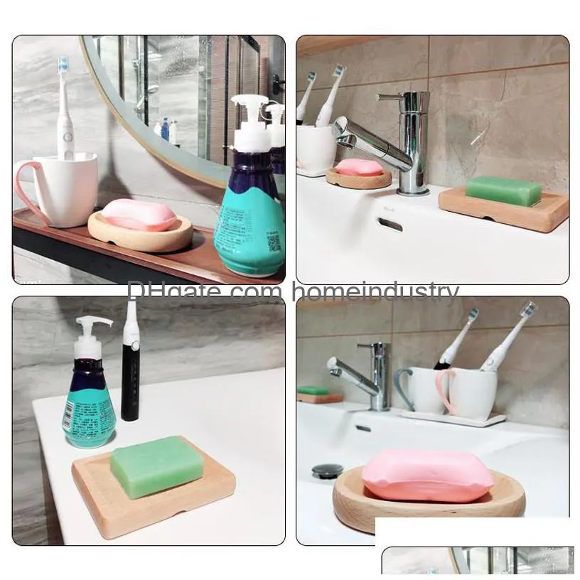 high quality natura wooden bathroom shower soap box dish storage plate drain tray holder case for bath shower plate