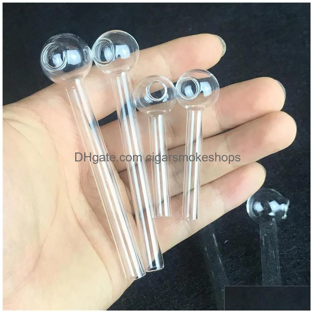 6cm 10cm pyrex oil burner glass pipes clear thick mini burners bubbler for smoking water bongs straw tube
