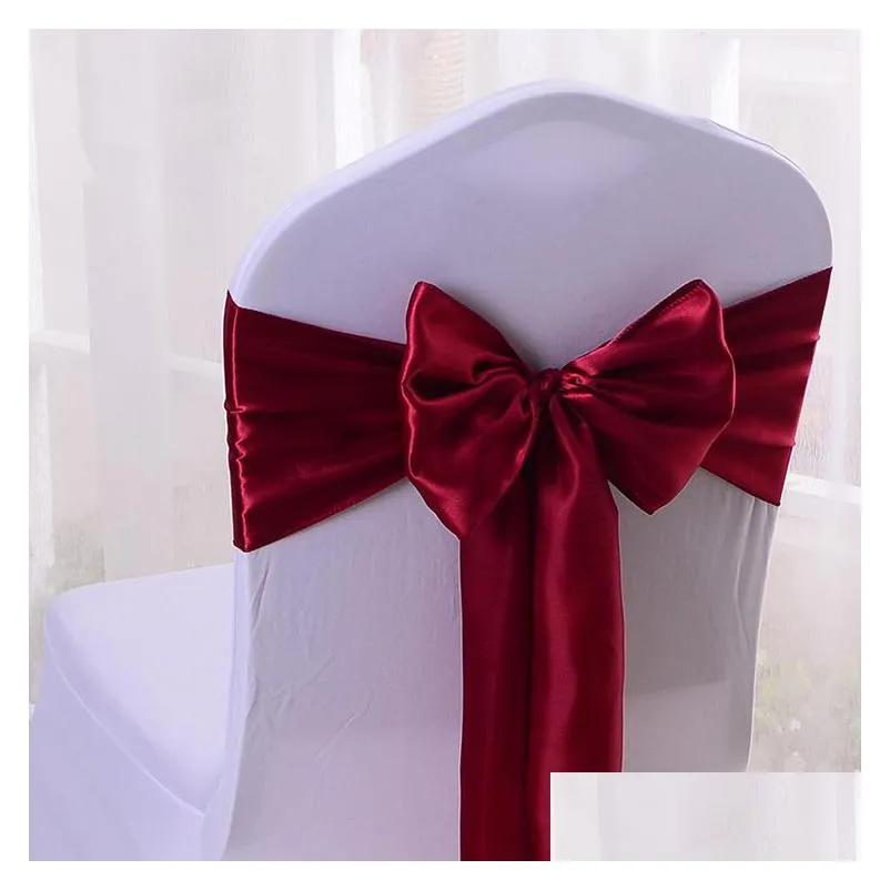 silk satin ribbon bow chair sashes for banquet chair wedding party decoration chair band romantic formal occasion wedding supplies