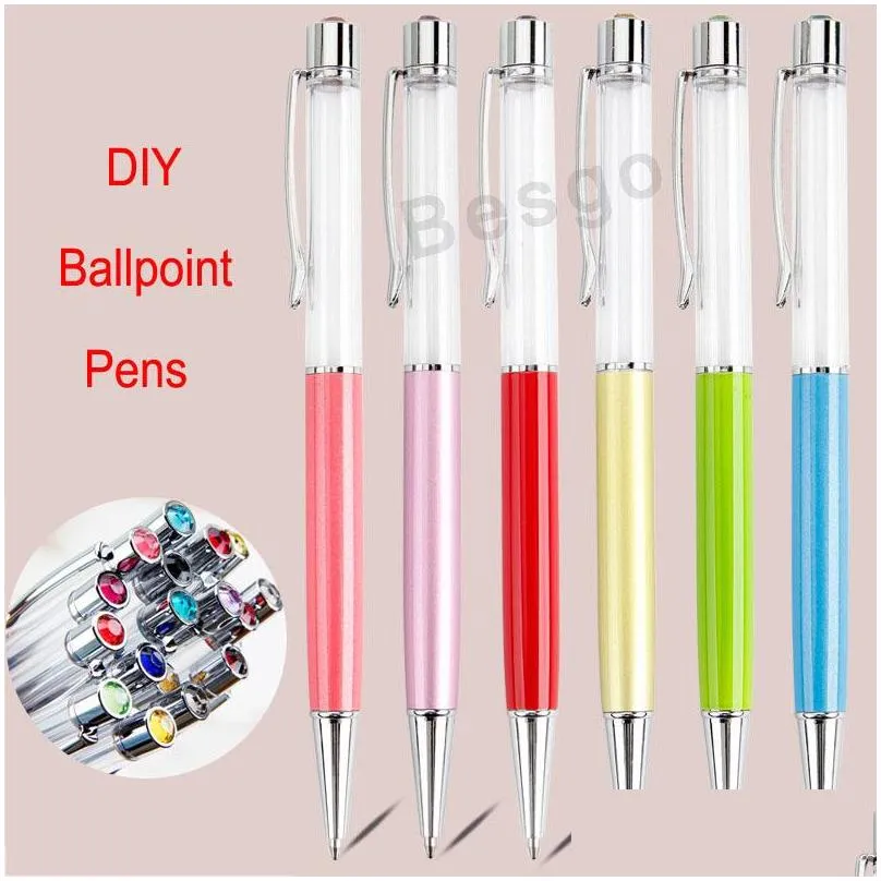 students colorful crystal ball pens diy blank ballpoint pen school office signature ballpoint pen bh2542 tqq