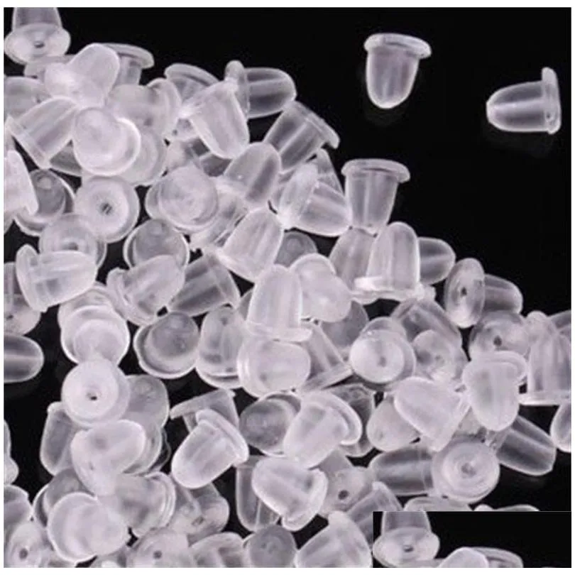 100x clear soft plastic silicone rubber backs stoppers earstud earring plugs back caps clear lock stopper earnut findings jewelry 197