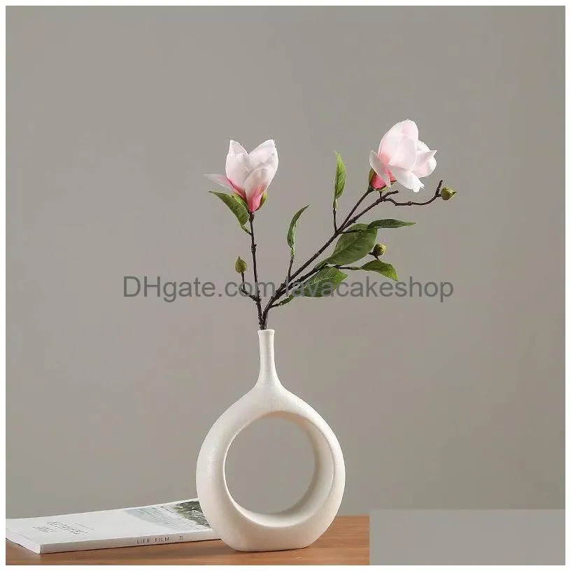 ceramic home crafts ornaments white vase small flower tv cabinet wine decorations vases t200703