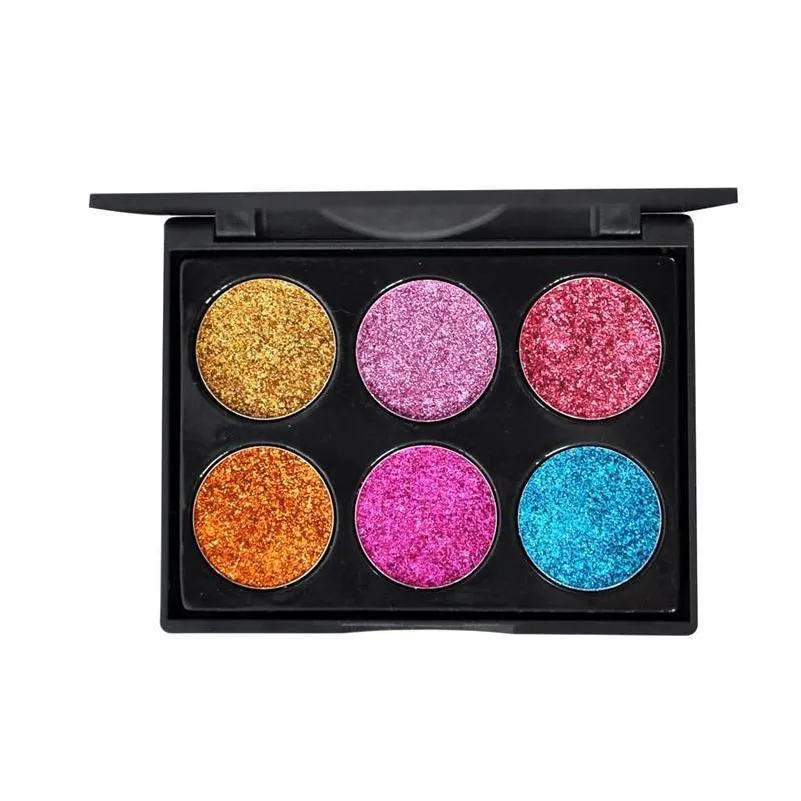 new handaiyan brand makeup 6 colors waterproof glitter metallic shimmer eyeshadow palette shiny eye shadow diamond pigment powder