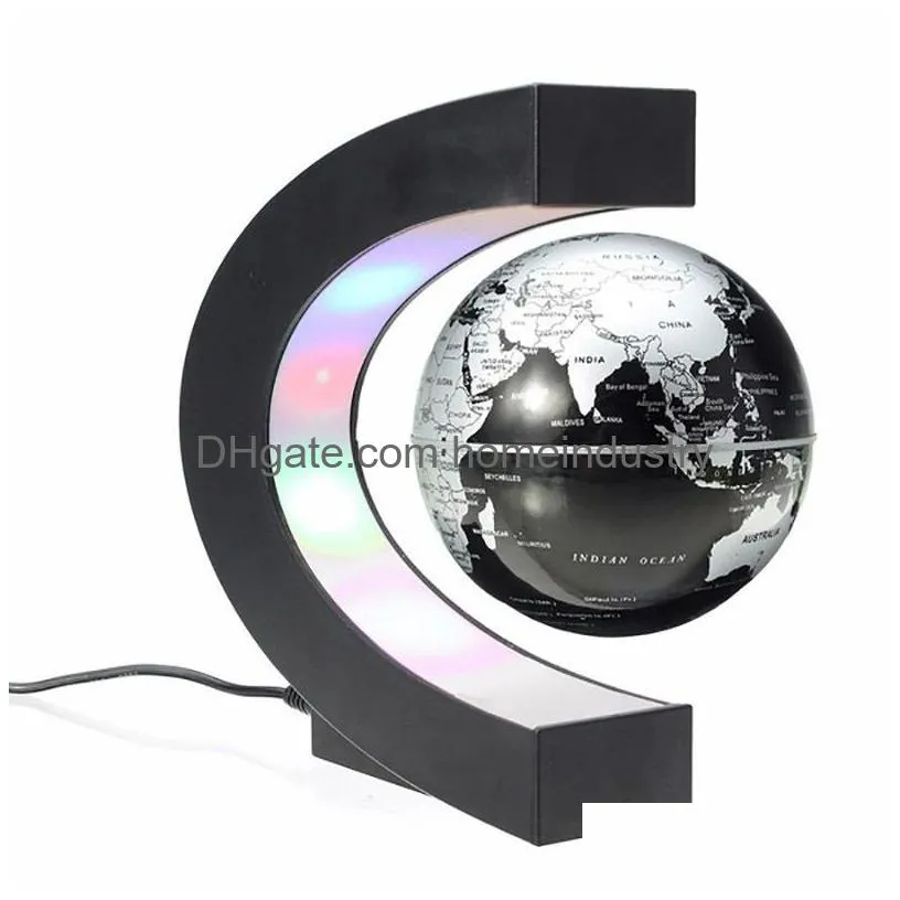 other office school supplies led light magnetic levitation floating globe world map c shape teach gift school teaching equipment home office desk decoration