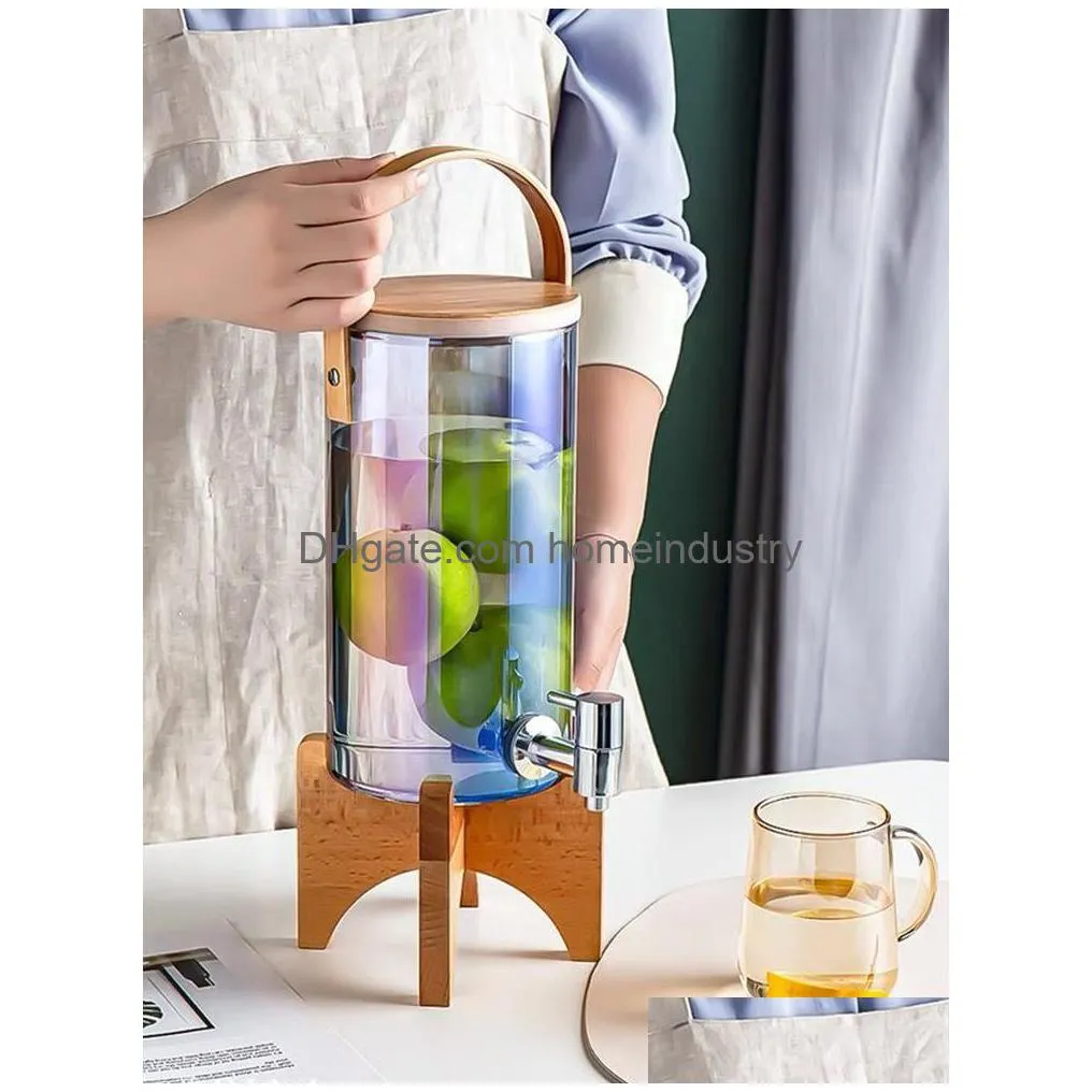 tabletop wine racks glass cold water pitcher household large capacity with tap cups wine juice barrel heat resistant lemon water bottle