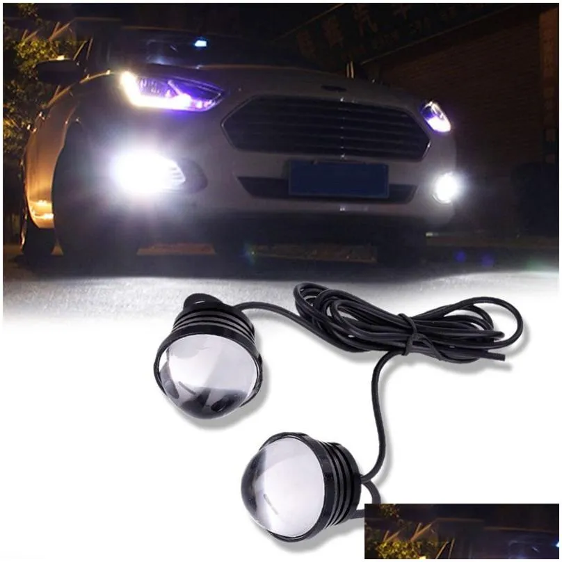 1pair car led light daytime running lights drl external fish led  eye automobile strobe flash lamp