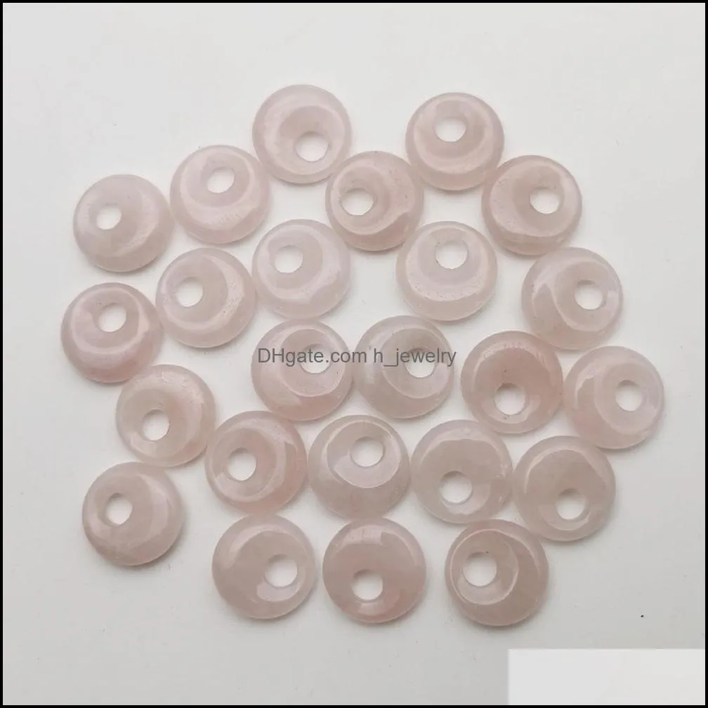 fashion roses quartz charms 18mm gogo donut natural stone beads for jewelry making pendant earring charm accessories