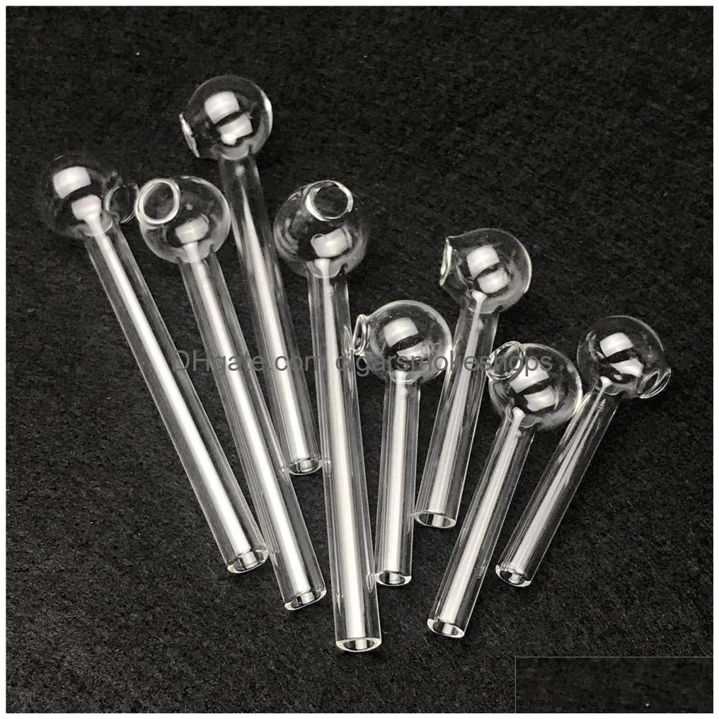 6cm 10cm pyrex oil burner glass pipes clear thick mini burners bubbler for smoking water bongs straw tube