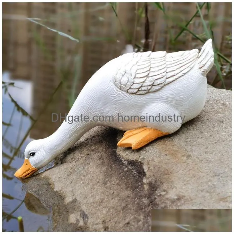 decorative objects figurines resin duck figurines miniature fairy garden decoration outdoor statue yard ornament for pool home garden pool pond decor