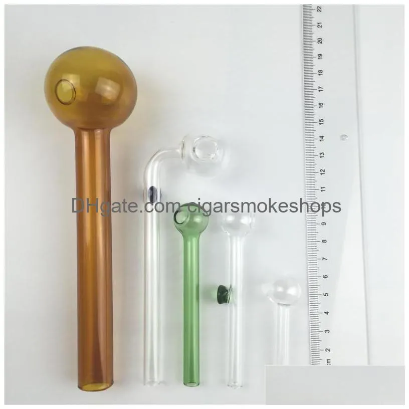 pyrex glass oil burner pipe with 185mm 150mm 100mm 60mm colored thick hand pipes for smoking glass oil burner bubbler