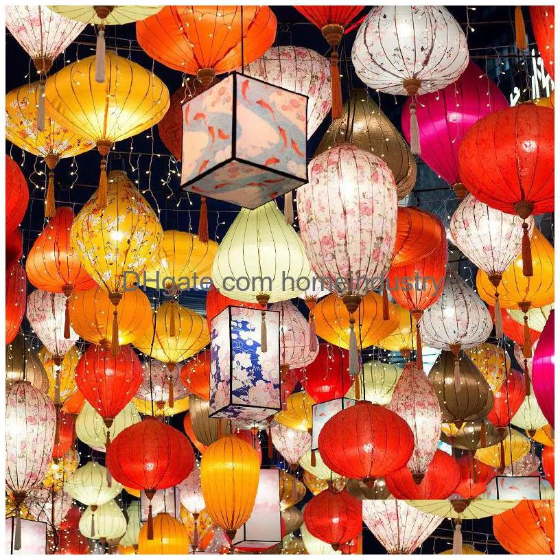 other event party supplies retro chinese lantern traditional japanese vietnam silk lantern balcony outdoor party spring festival year hanging lanterns