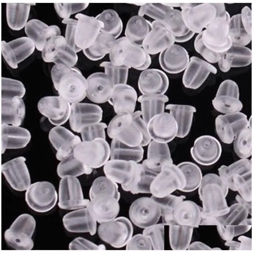 100x clear soft plastic silicone rubber backs stoppers earstud earring plugs back caps clear lock stopper earnut findings jewelry 197