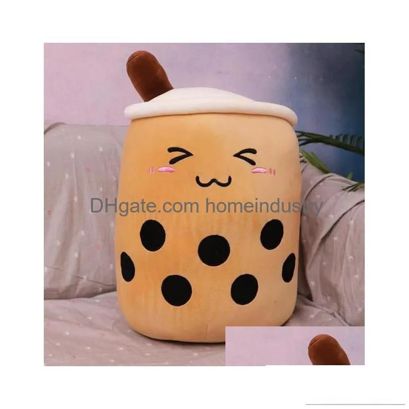 party favor 24cm bubble milk tea plush toy brewed boba stuffed cartoon cylindrical body pillow cup shaped super soft hing cushion cr