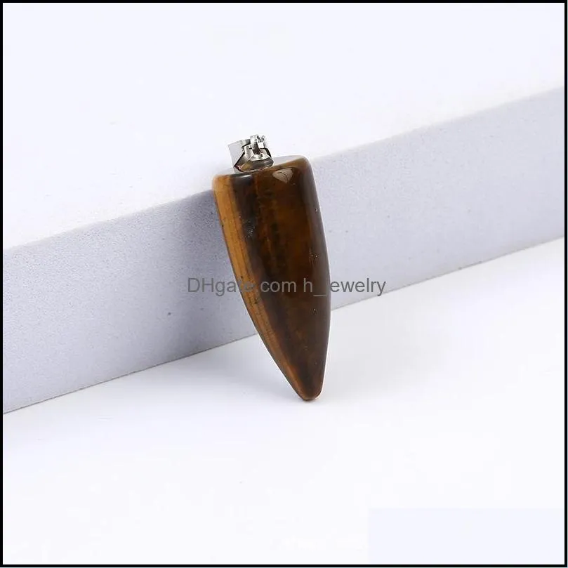 cone bullet shape natural stone charms pendants for diy necklace jewelry chakra reiki healing energy pendant wholesale