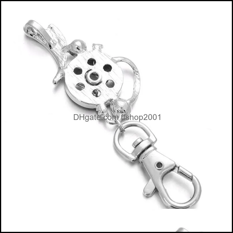 18mm metal rhinestone snap button keychains keyring pendant layard for women gift