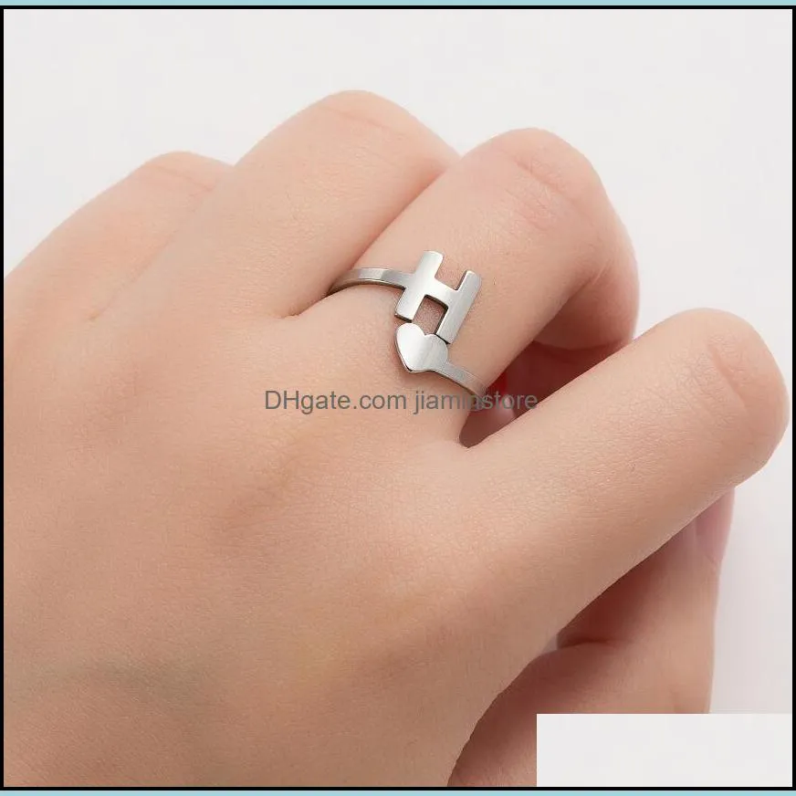 tiny heart initial letter rings stainless steel 26 az couple ring for women men fashion adjustable jewelry friendship gifts