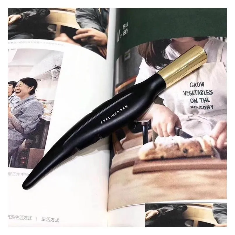 m makeup brand eyeliner pen feather design liquid waterproof long lasting smooth black brow eye liner pen eyeliner cosmetics