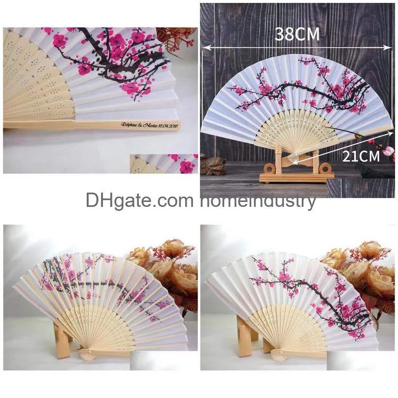 cherry blossom silk hand fan wedding favor plum blossom hand folding fan wintersweet with logo