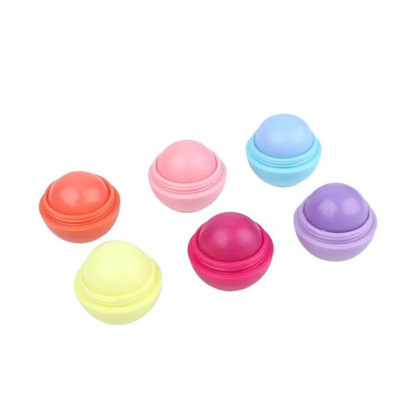 brand new fashion round ball natural organic embellish lip balm lips care 6 color fruit flavour lipgloss gloss lipstick