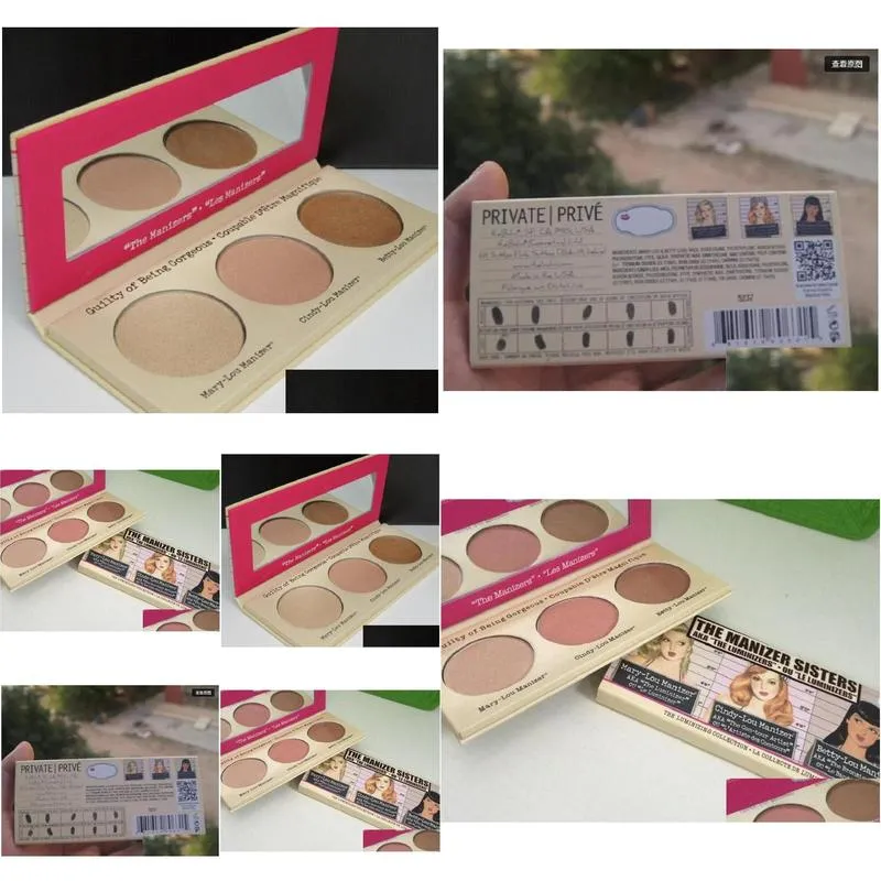 new hot makeup the manizer sisters highlighter 3 color bronzers highlighters palette