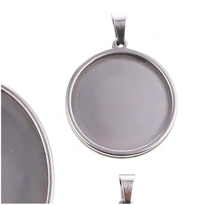 5pcs/lot stainless steel oval round square pendant cabochon base setting tray blank 30x40mm cabochons jewelry making supplies 1513 q2