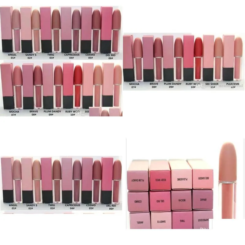 36pcs matte liquid rouge lip gloss /lipstick 4.5g twelve different colors