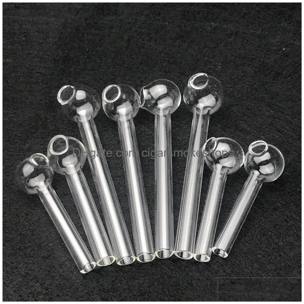 6cm 10cm pyrex oil burner glass pipes clear thick mini burners bubbler for smoking water bongs straw tube