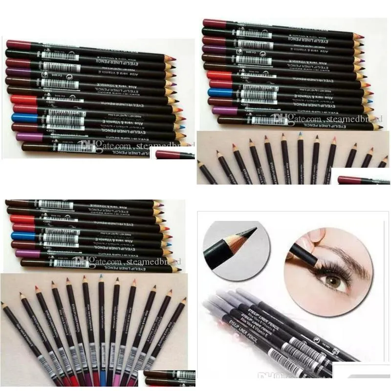 60 pcs waterproof eyeliner pencil cosmetics twelve different colors makeup lipliner pencil