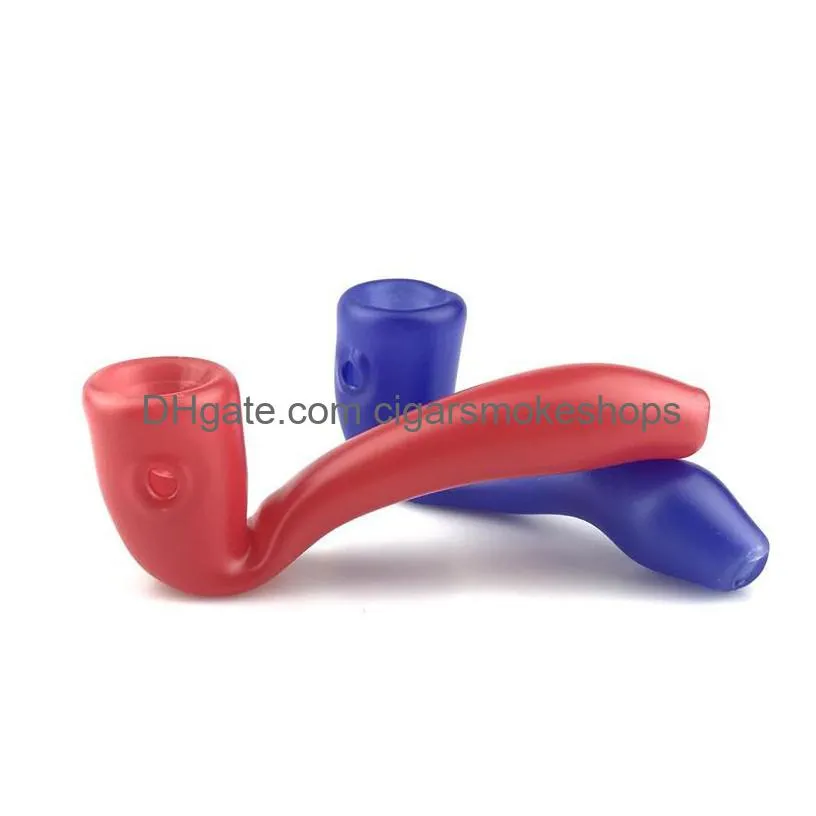 new 3.5 inch glass smoking pipes with thick pyrex colorful glass spoon pipe bubbler blue red tobacco hand pips for smoke