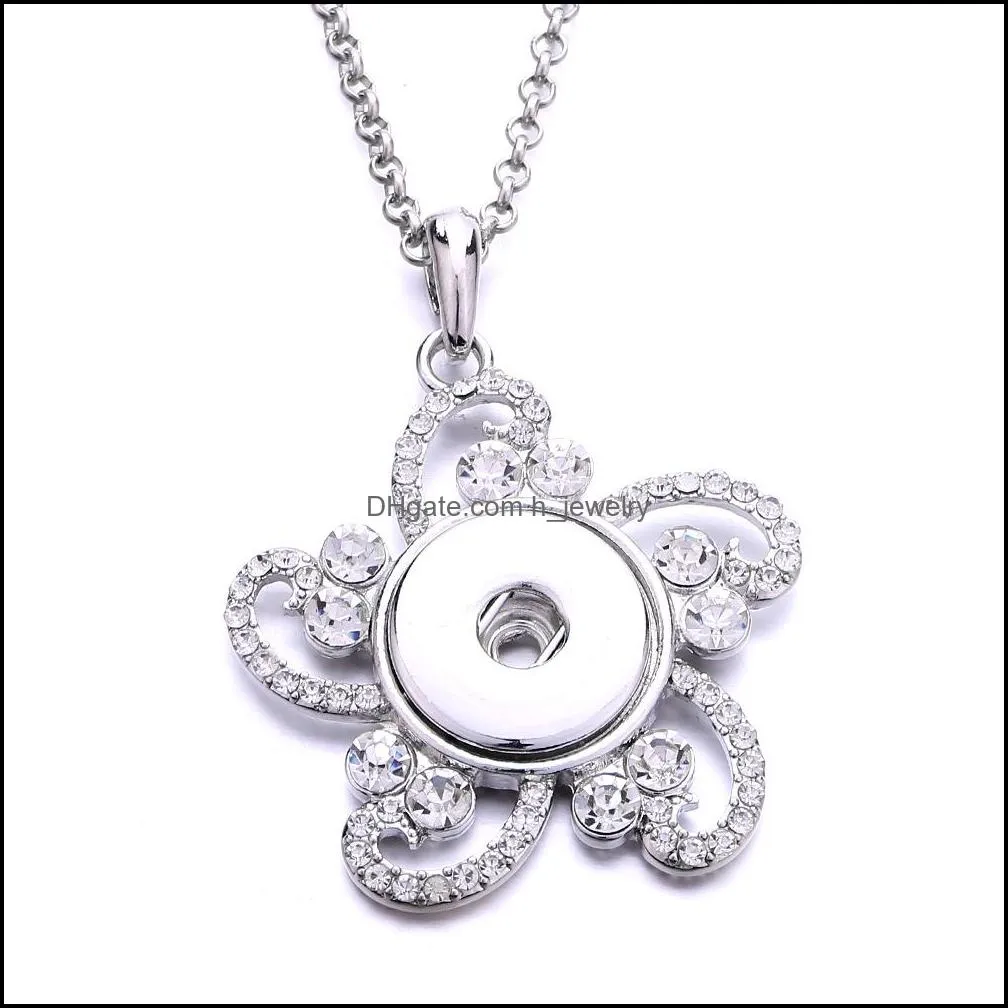 snap button charms jewelry white zircon tortoise elephant flower pendant fit 18mm snaps buttons necklace for women noosa d088