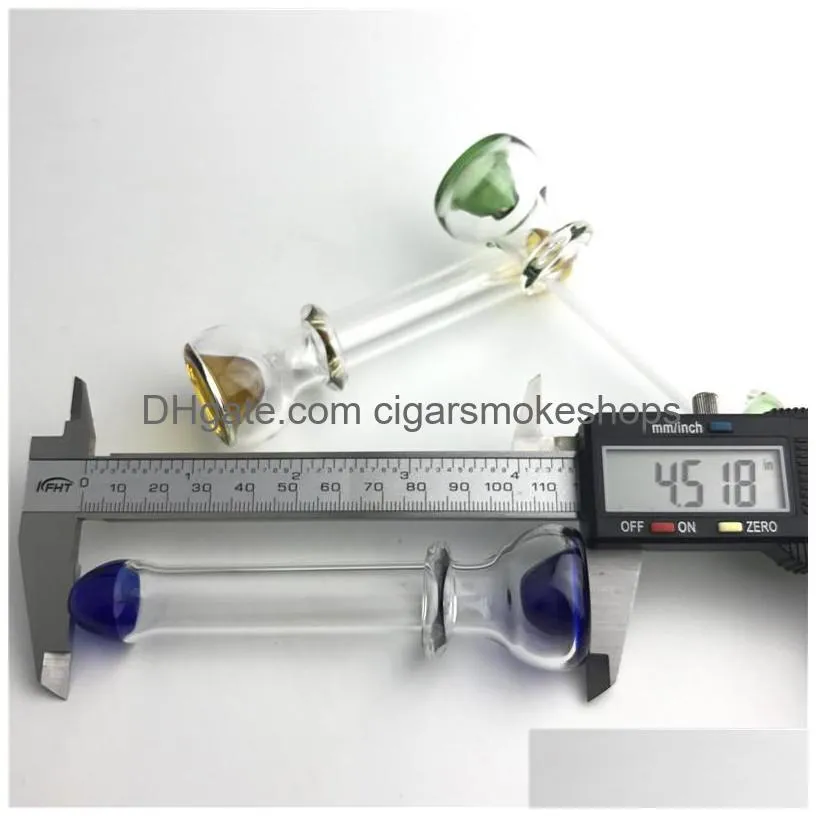 4.5 inch glass hand pipes for smoking with green blue brown clear glass filter tips colorful thick pyrex straw tobacco pipe