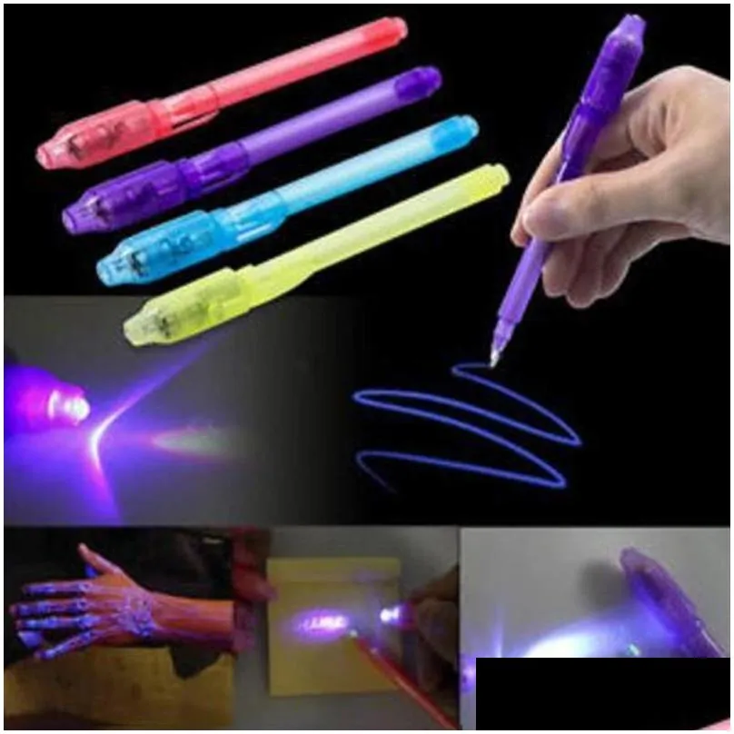 creative stationery invisible ink pens 2 in 1 uv light magic invisible pens plastic highlighter marker pen school office pens bh2545