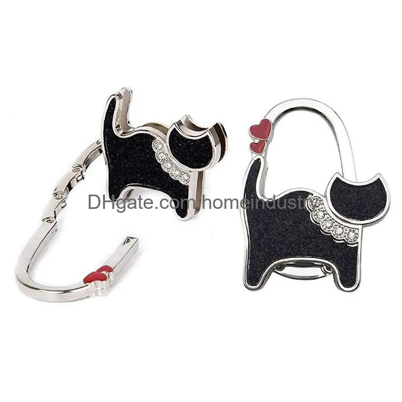 party favor portable cat shape folding handbag hook holder purse hanger table edge hanging hooks for handbag decoration women bag