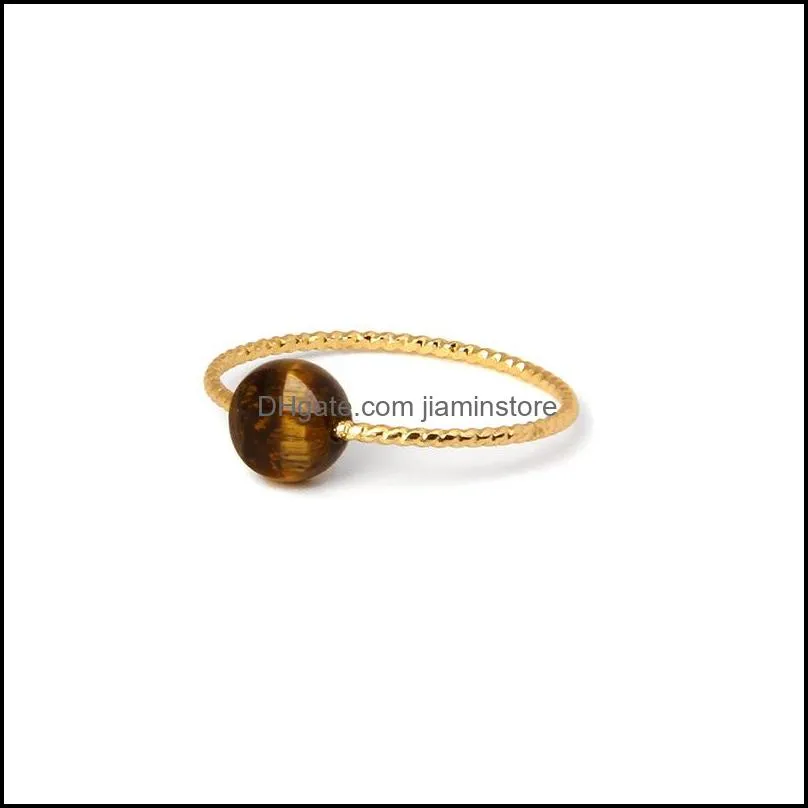bohemian natural crystal stone ring for women vintage quartz irregular round beads finger ring female healing reiki jewelry