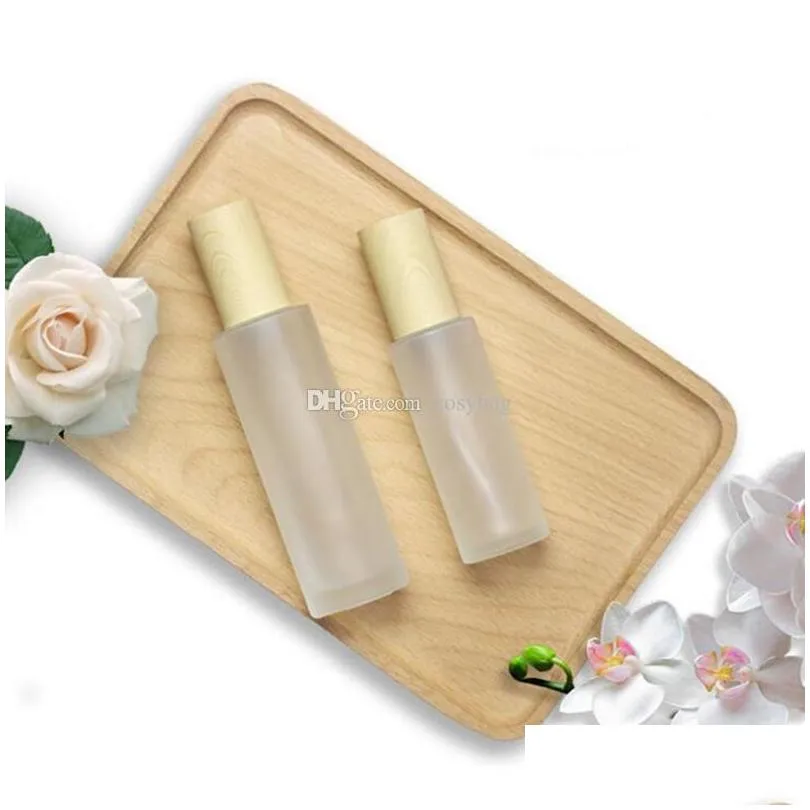 30ml 40ml 60ml 80ml 100ml frosted glass cosmetic jar bottle face cream pot lotion spray pump bottles with plastic imitation bamboo