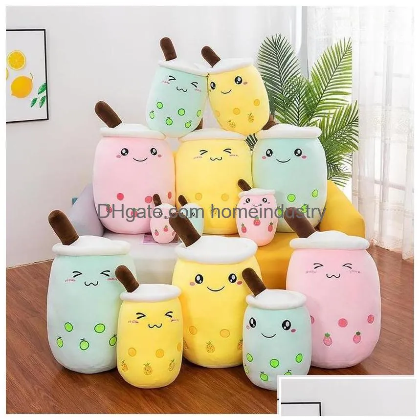 party favor 24cm bubble milk tea plush toy brewed boba stuffed cartoon cylindrical body pillow cup shaped super soft hing cushion cr