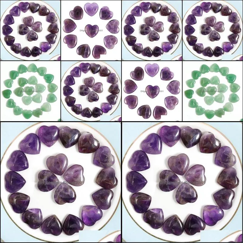 20mm small natural stone heart polished healing love hearts amethyst crystal crafts for home decor