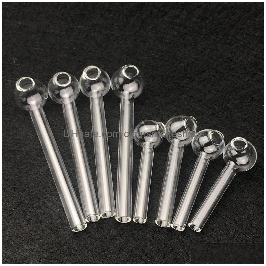 6cm 10cm glass oil burner pipe mini thick pyrex smoking pipes clear test straw tube burners for water bong accessories